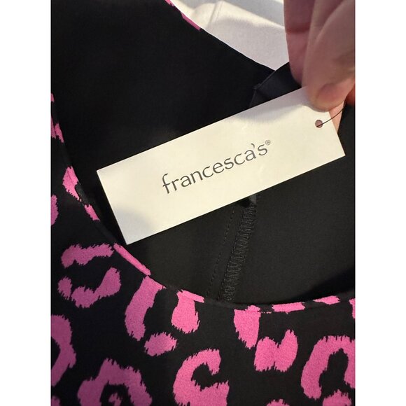 Pink & Black Leopard Print Sleeveless Swing Dress With Adjustable Straps NEW S - Picture 7 of 9